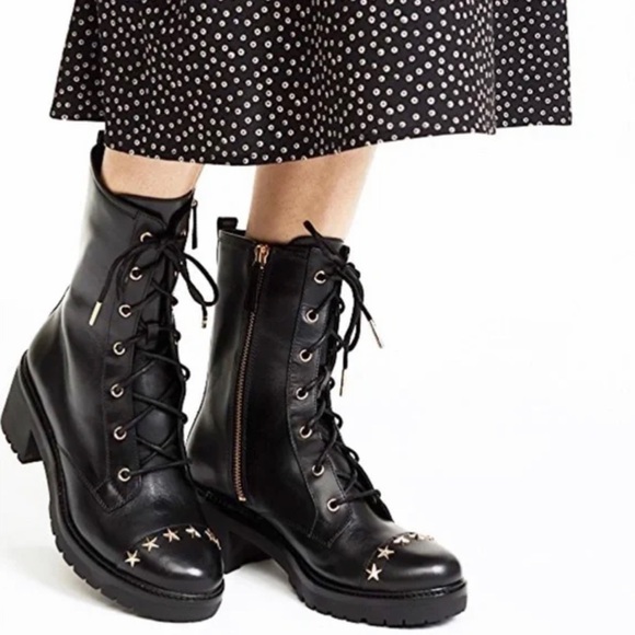 Michael Kors Black Studded Lug Combat Boot - Picture 1 of 10